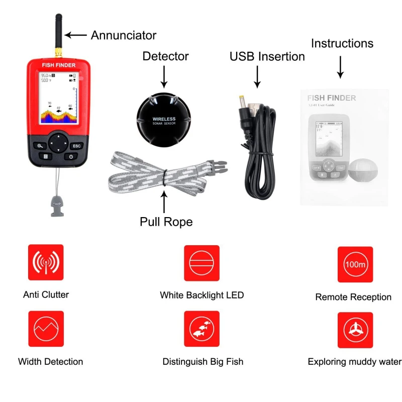 Display Portable fish finder e - Fishing Boat Depth Finder review and price