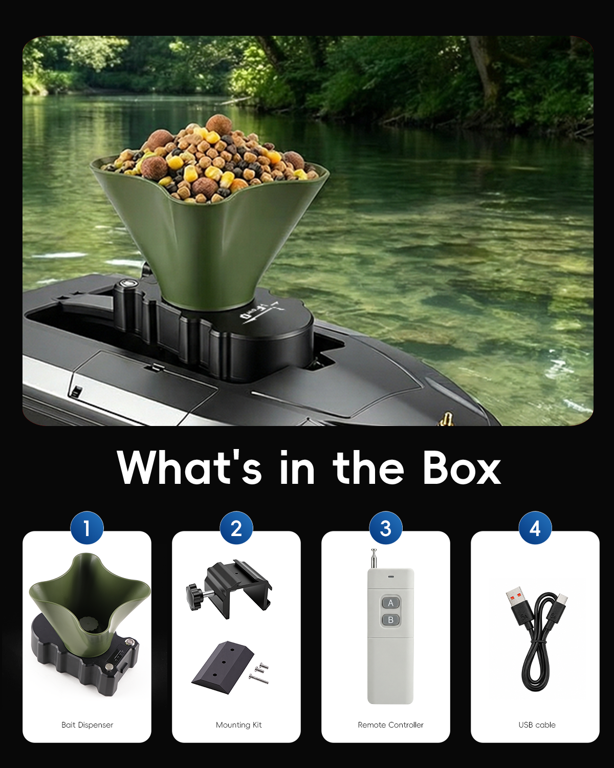 360° Rotating Bait Dispenser & - Fishing Boat Anchor Winch review and price